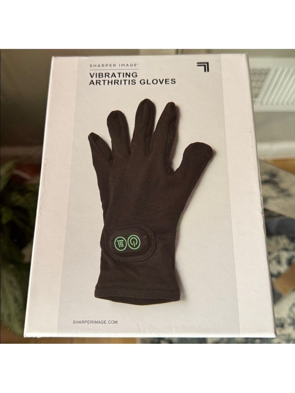 Sharper Image Black Vibrating Arthritis Glove with Green Control Buttons